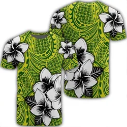 Hawaiian Plumeria Tribe Yellow Green Polynesian T-Shirt AH