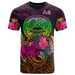 American Samoa Summer Hibiscus Unisex 3D T-Shirt All Over Print ONBFT