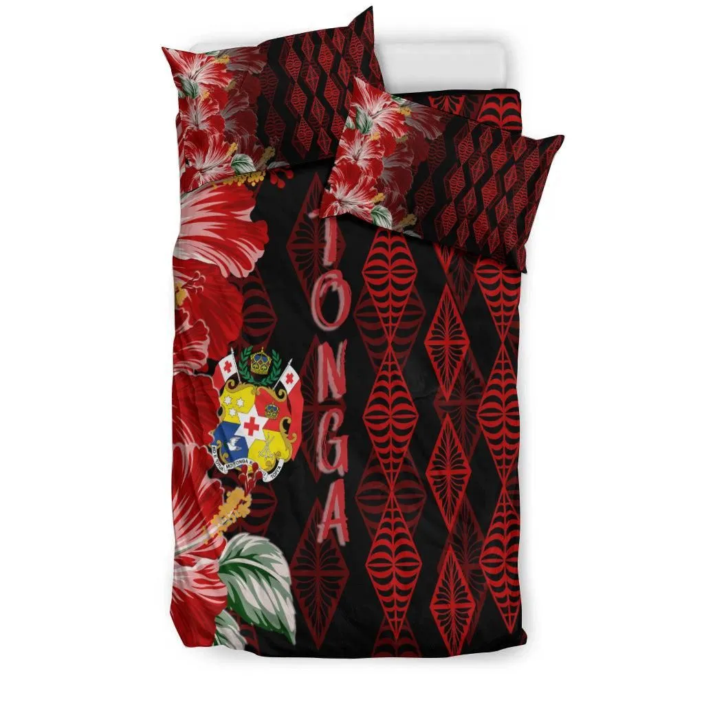 Tonga Bedding Set Diamond Style Mix Hibiscus - Black LT7