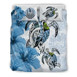 Alohawaii Bedding Set - Cover and Pillow Cases Tahiti - Polynesia Turtle Hibiscus Blue A24