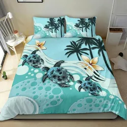 Polynesian Bedding Set - Blue Turtle Hibiscus