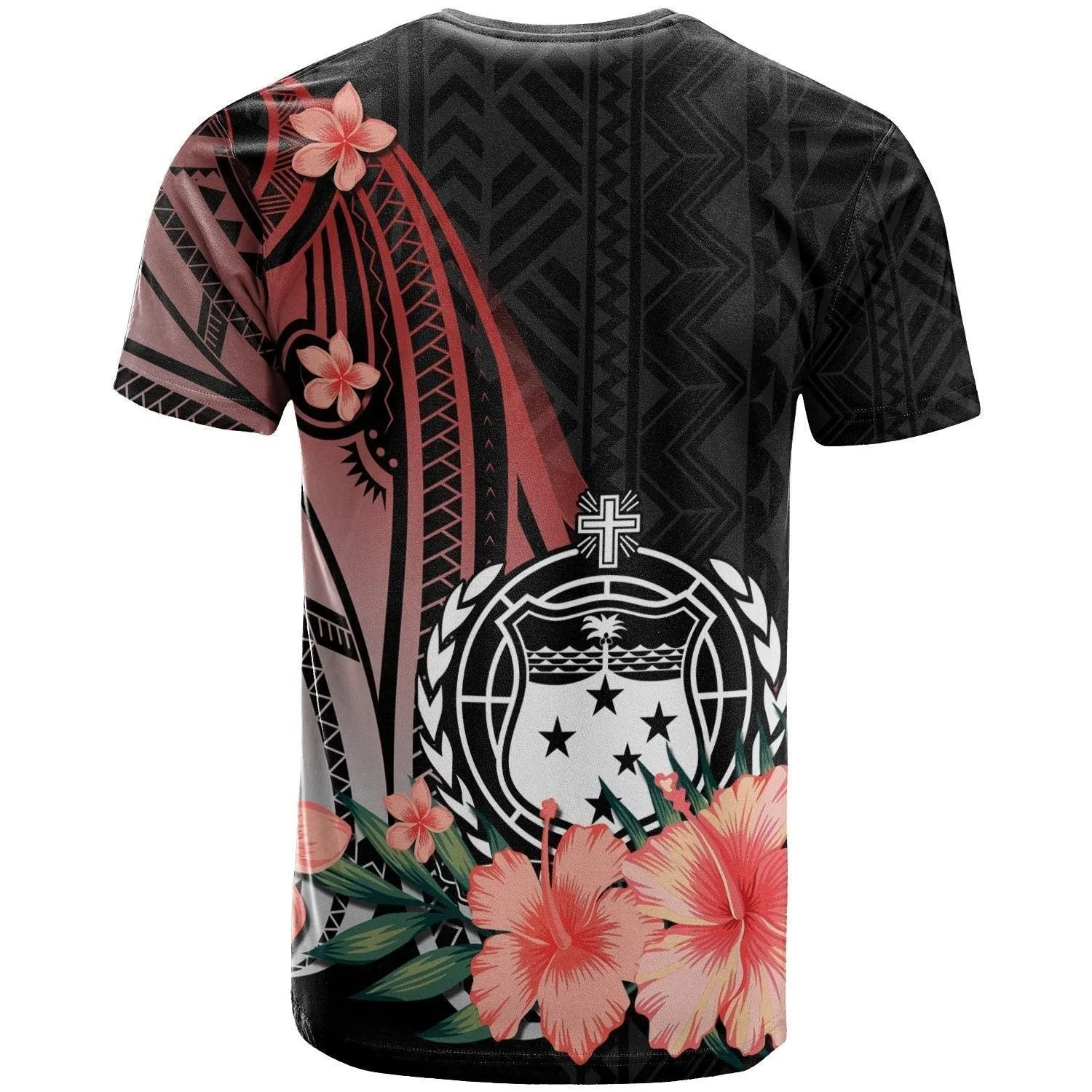 Samoa Personalised Custom T shirt - Red Polynesian Hibiscus Pattern Style
