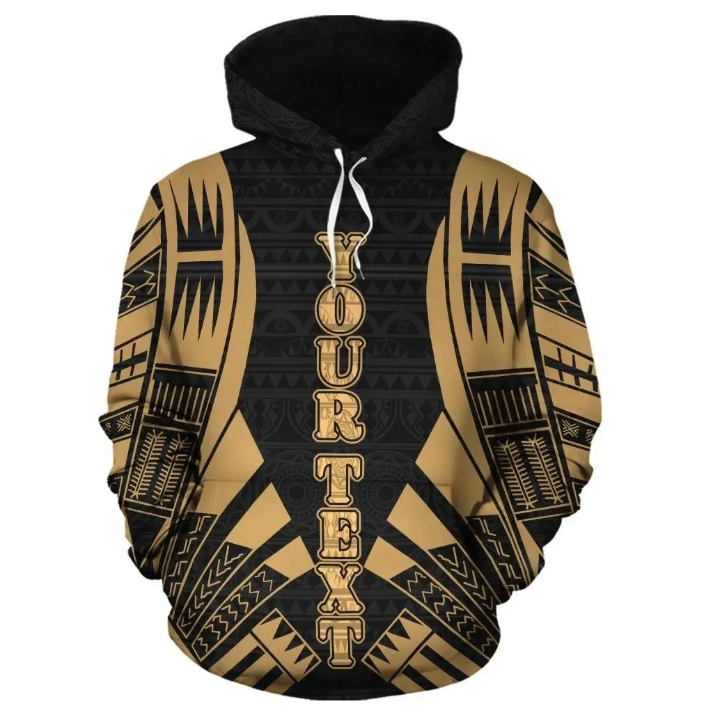 Hoodie Vanuatu Polynesian Personalised Custom - \bGold Tattoo - Bn11