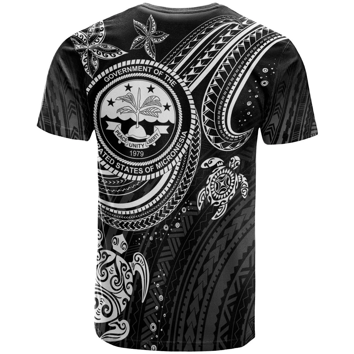 Federated States of Micronesia Custom Personalised T-shirt - Coat Of Arm with White Turtle