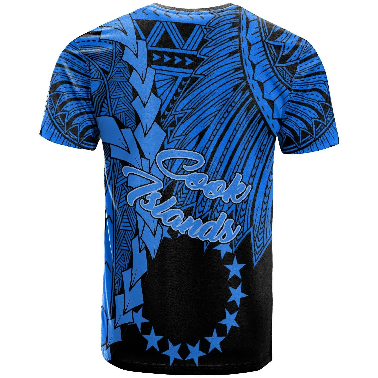 Cook Islands Polynesian Custom Personalised T-Shirt - Tribal Wave Tattoo Blue - BN12