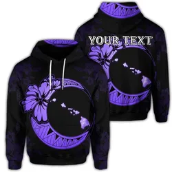 (Personalised) Hawaiian Map Hibiscus Turtle Polynesian Moon Hoodie Purple