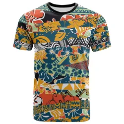 Polynesian Shirt - Colorful Hibiscus Flowers Pattern