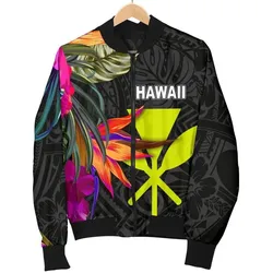 Hawaii Women's Bomber Jacket - Hibiscus Polynesian Pattern - BN39