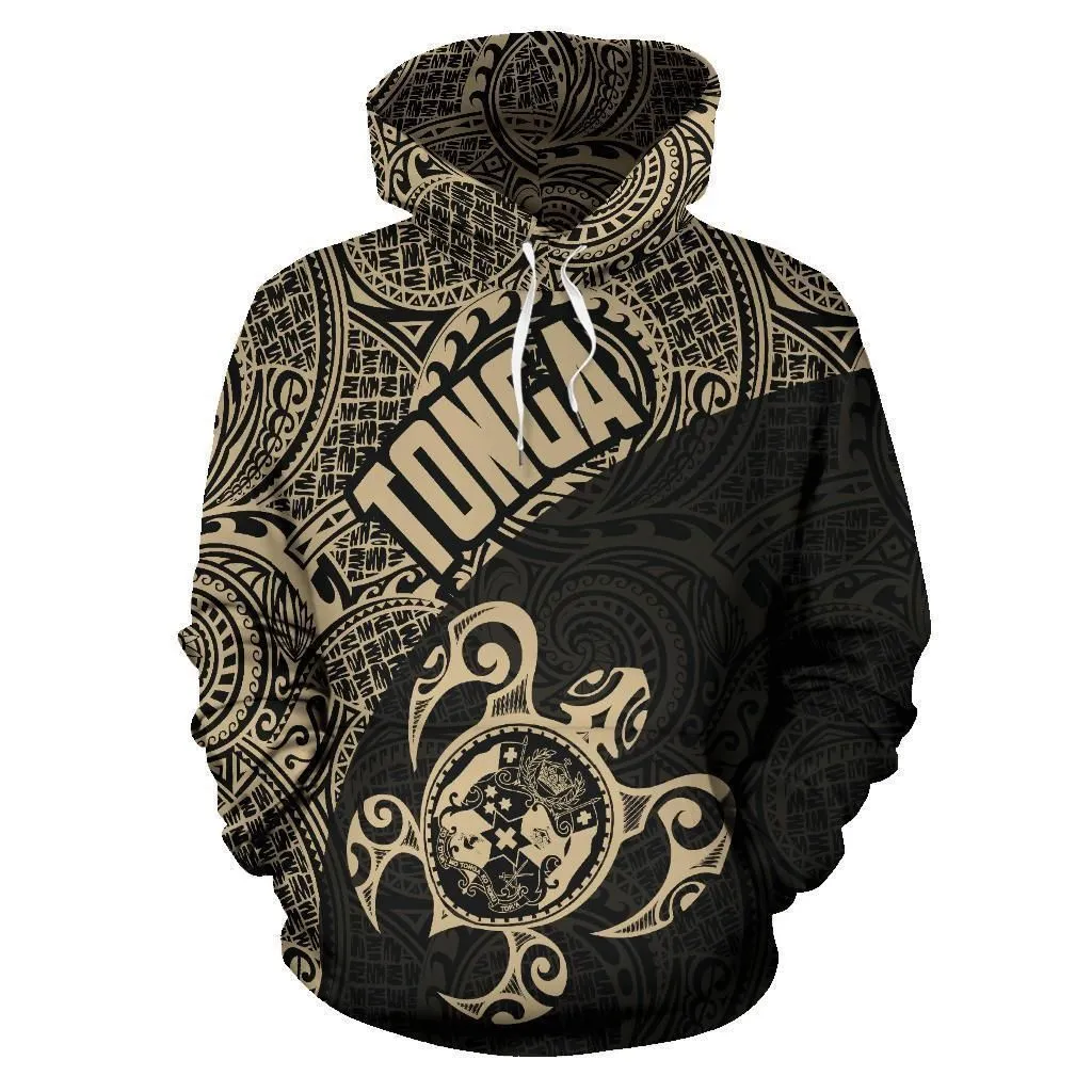 Tonga Hoodie - Tonga Coat of Arms In Turtle Polynesian Tattoo