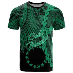 Cook Islands T Shirt - Tribal Wave Tattoo Green
