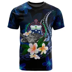 Samoa Polynesian T-Shirt - Turtle With Plumeria Flowers