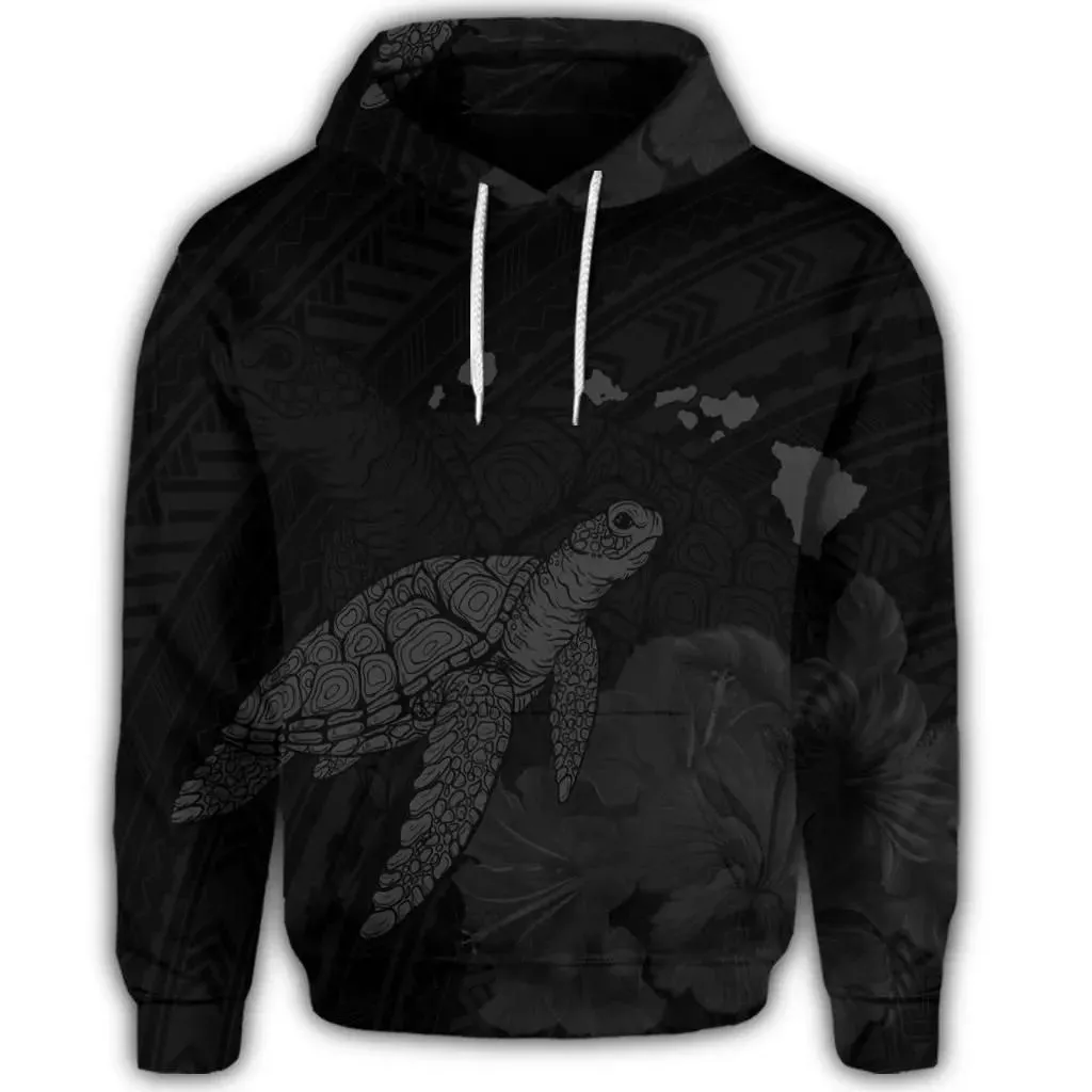 Alohawaii Hoodie - Hawaiian Polynesian Hibiscus Turtle Map Hoodie Grey - AH - J5R
