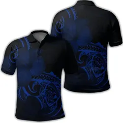 Alohawaii Shirt - Hawaii Map Turtle Hibiscus Divise Polynesian Polo Shirt Blue - AH - JR