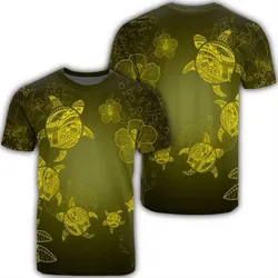 Alohawaii Tee - Hawaiian Plumeria Hibiscus Turtle Under Sea Polynesian T-Shirt Yellow AH - J7R