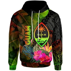Guam Polynesian Hoodie - Hibiscus and Banana Leaves