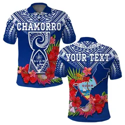(Custom Personalised) Guam Chamorro Polo Shirt Guaman Latte Stone Tropical Flowers Blue Version LT14