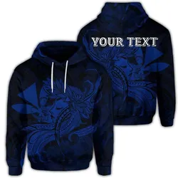 (Personalised) Hawaiian Map Hula Girl Hibiscus Kanaka Polynesian Hoodie - Blue