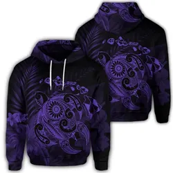 Alohawaii Hoodie - Hawaiian Map Turtle Tattoo Hibiscus Plumeria Polynesian Hoodie - Purple - AH - J4R