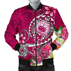 Samoa Men's Bomber Jacket - Turtle Plumeria (Pink) - BN18