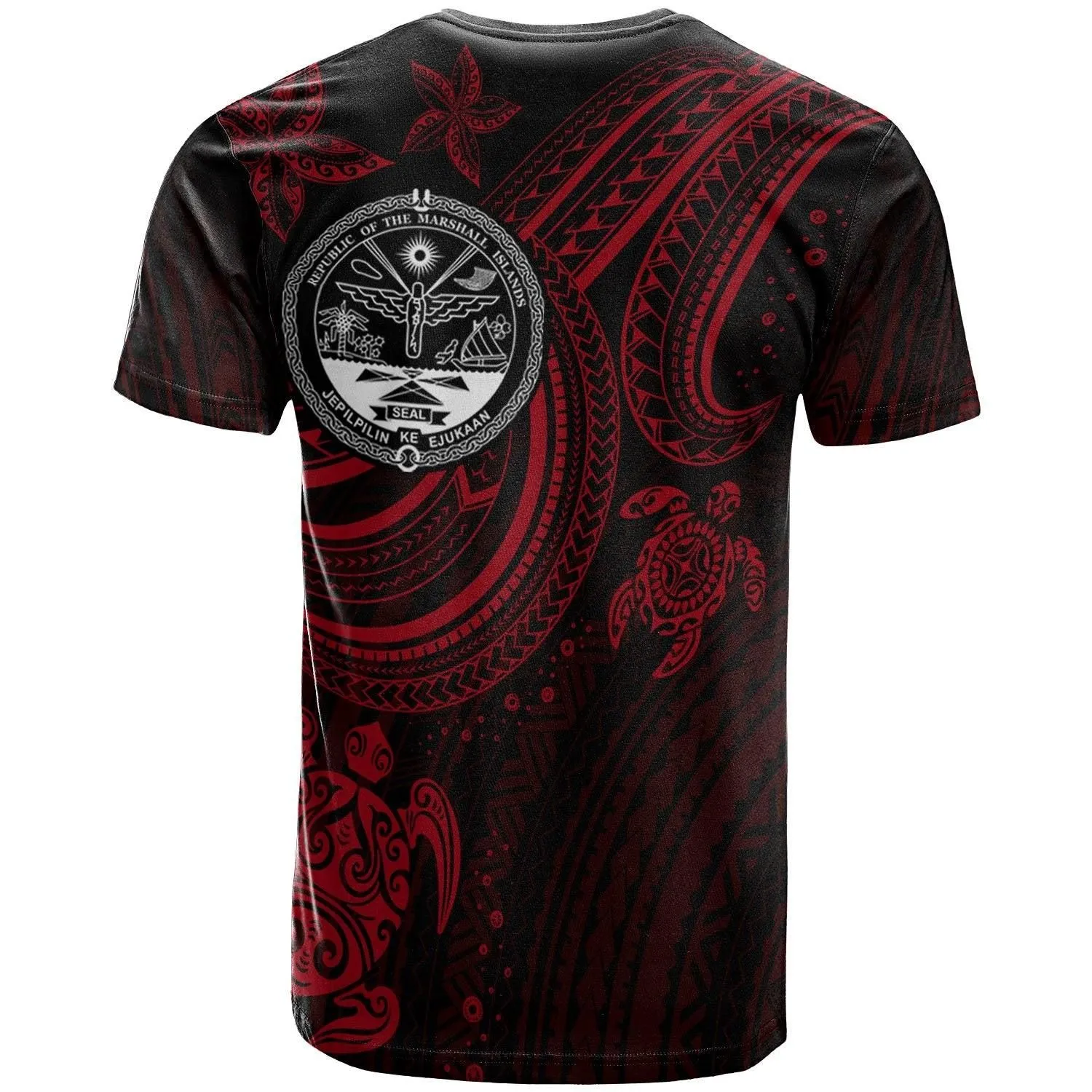 Marshall Islands Custom Personalised T-shirt - Coat Of Arm with Red Turtle