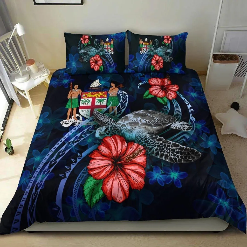 Fiji Polynesian Bedding Set - Blue Turtle Hibiscus