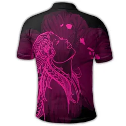 Alohawaii Shirt - Hawaiian Map Heart Hula Girl Hibiscus Pink Polynesian Polo Shirt - AH - J4R