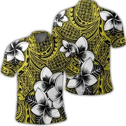 Hawaiian Plumeria Tribe Yellow Polynesian Polo Shirt AH