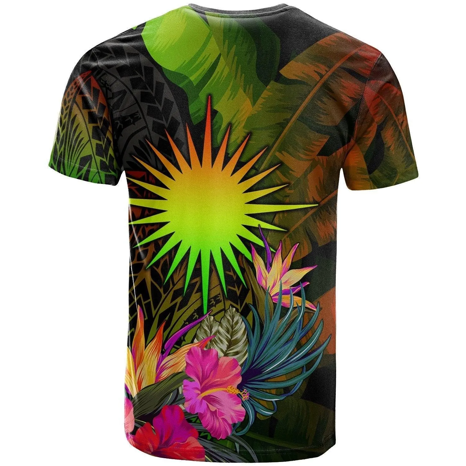 Marshall Islands Polynesian Personalised T shirt - Hibiscus and Banana Leaves