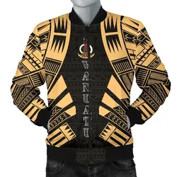 Vanuatu Men Bomber Jackets - Polynesian Tattoo Gold