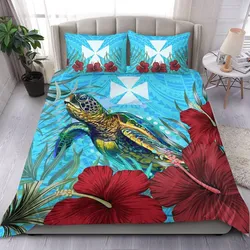 Alohawaii Bedding Set - Wallis and Futuna Turtle Hibiscus Ocean Bedding Set A95