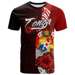 Tonga Polynesian T-Shirt - Coat Of Arm With Hibiscus - BN12