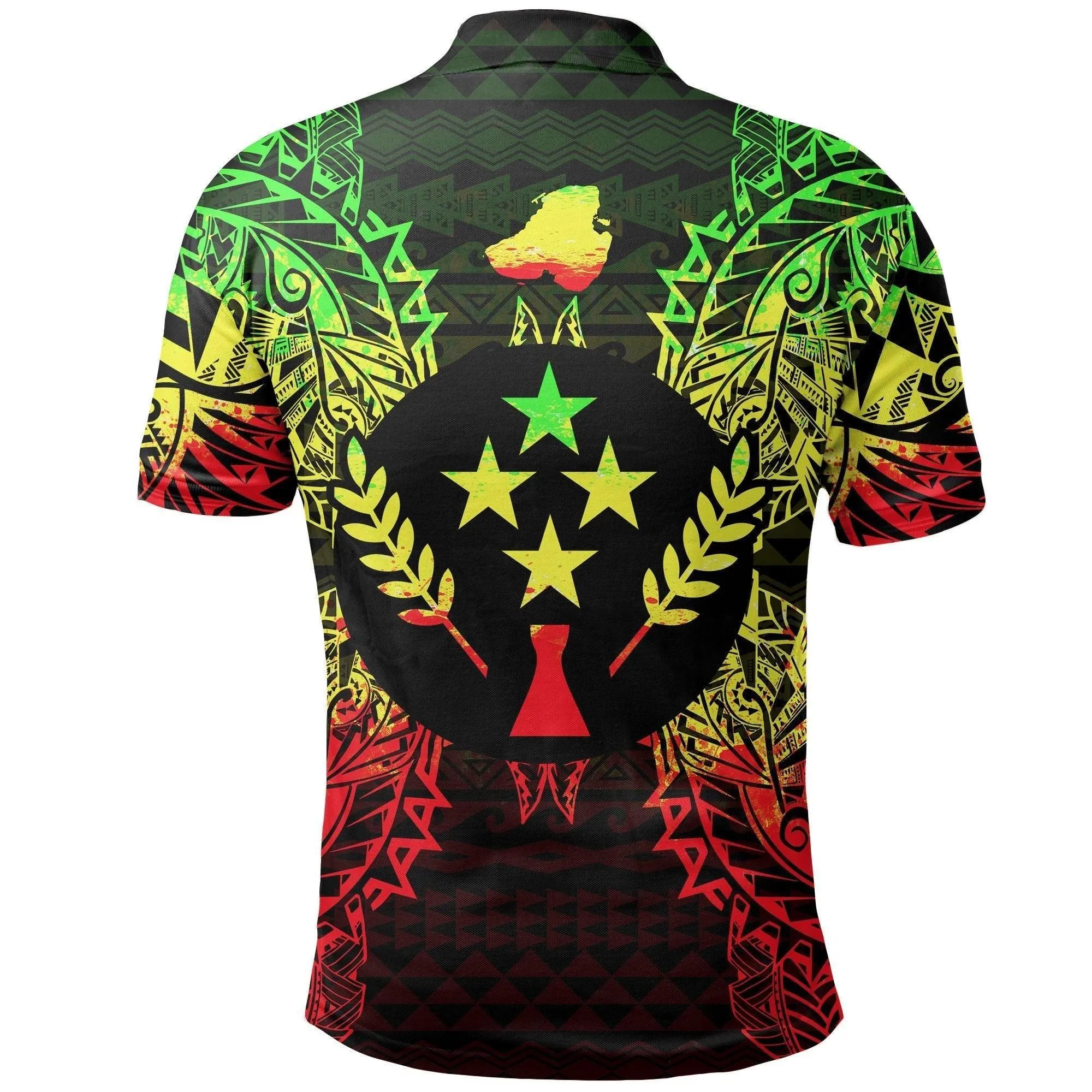 Kosrae Polo Shirt - Kosrae Flag Map Polynesian Tattoo Reggae