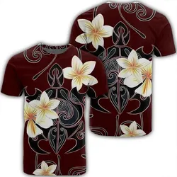 Alohawaii Tee - Hawaiian Turtle Plumeria Polynesian T-Shirt Red - AH - JR