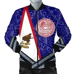 American Samoa Polynesian Mens Bomber Jacket - American Samoa Flag And