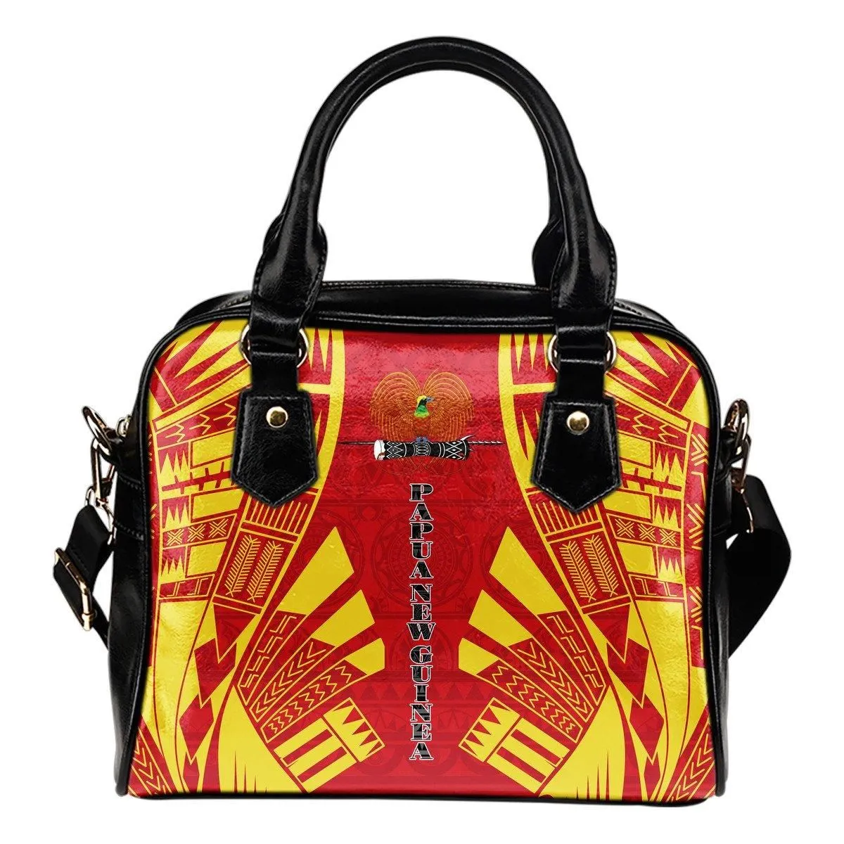 Papua New Guinea Shoulder Handbag - Polynesian Tattoo Flag