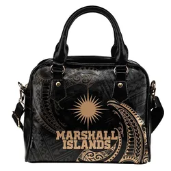 Marshall Islands Polynesian Shoulder Handbag - Gold Tribal Wave