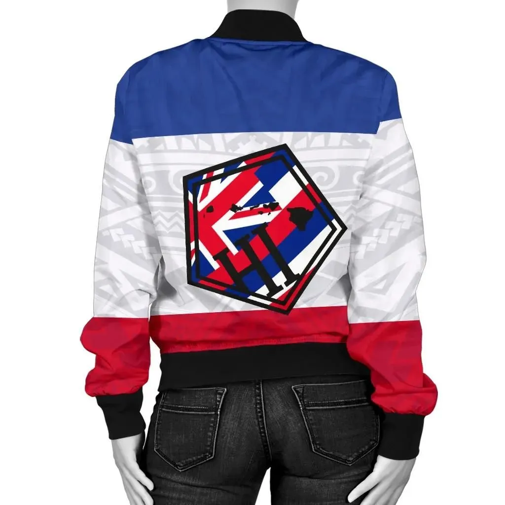 Alohawaii Jacket - Hawaii Flag Polynesian Womens Bomber Jacket - AH J4