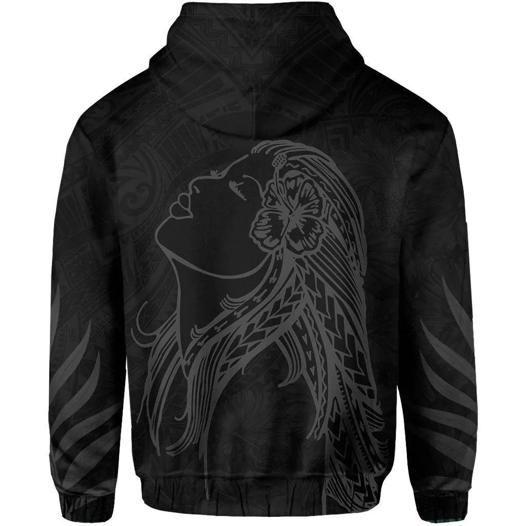 Polynesian Tropic Hula Girl Hibiscus Hawaii Hoodie - Gray