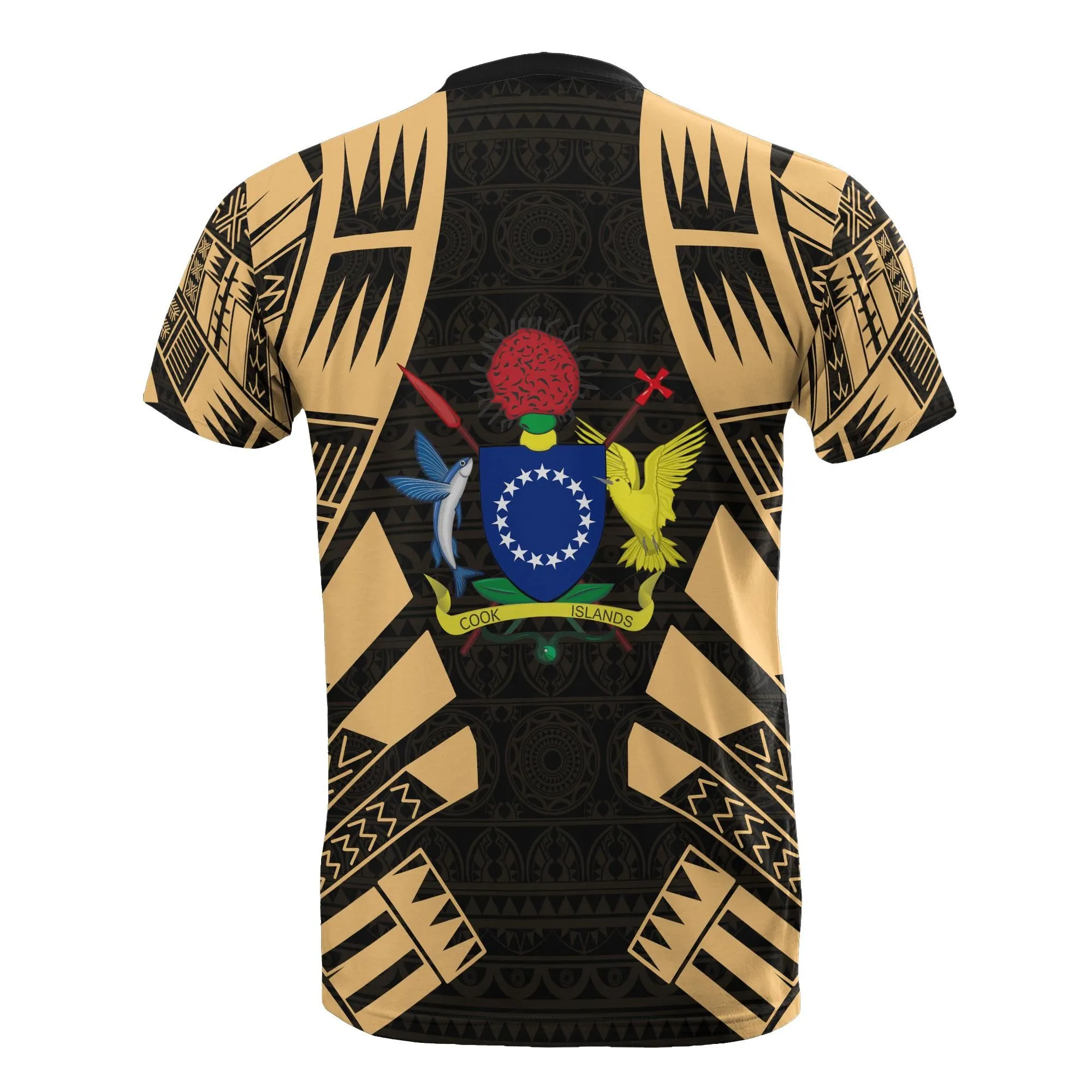 Cook Islands T Shirt - Cook Islands Coat Of Arms Polynesian Tattoo Gold Style