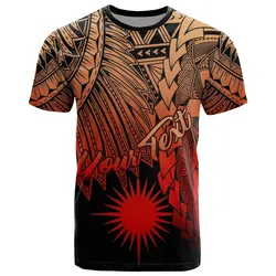 Marshall Islands Polynesian Custom Personalised T Shirt - Tribal Wave Tattoo Red Ver 2