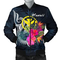 Hawaii Polynesian Mens Bomber Jacket - Tropical Flower