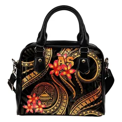American Samoa Polynesian Shoulder Handbag - Gold Plumeria