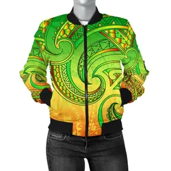 New Zealand Maori Mangopare Women Bomber Jacket Polynesian - Rasta