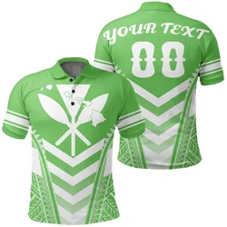 Hawaii Kanaka Map Football Jersey Polynesian Polo Shirt - Green & White - Maris Style