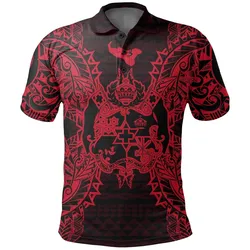 Tonga Polo Shirt - Tonga Coat Of Arms Map Polynesian Tattoo Red