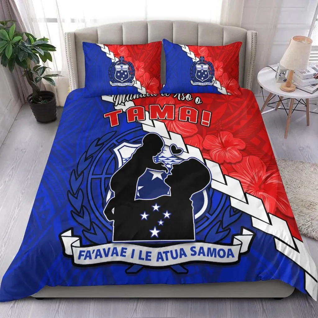 Happy Samoan Fathers Day Bedding Set Hibiscus Mix Polynesian Pattern LT14