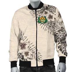 Tonga Mens Bomber Jacket - The Beige Hibiscus