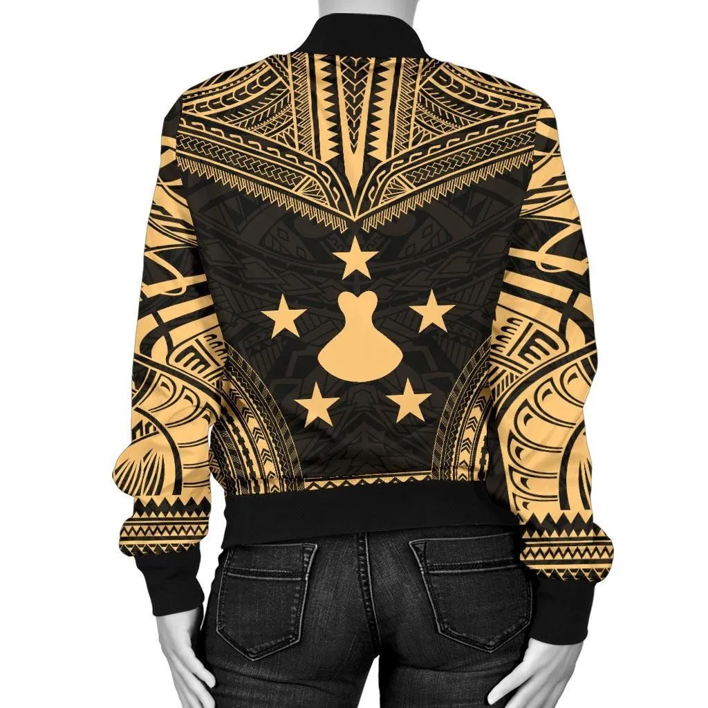 Austral Islands Polynesian Chief Women'S Bomber Jacket - Gold Version - Bn10