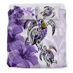 Polynesian Hawaii Polynesia Turtle Hibiscus Purple A Bedding Set Camlixw
