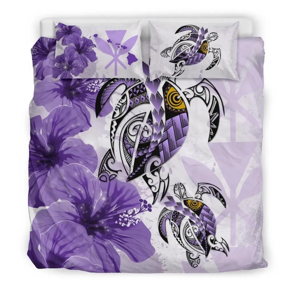 Polynesian Hawaii Polynesia Turtle Hibiscus Purple A Bedding Set Camlixw